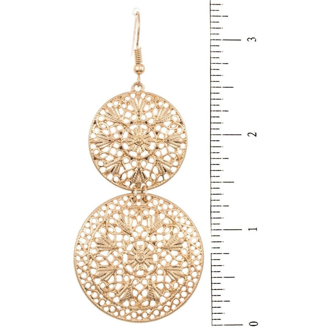 Melrose-Double Round Ornate Drop Earrings