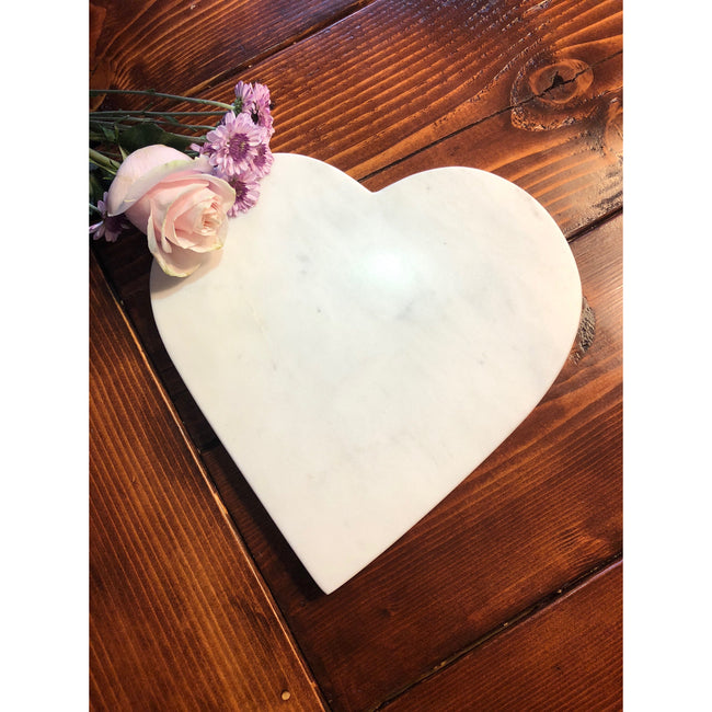 Heart Serving Board- White Marble