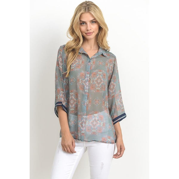 Sheer Floral Heart Throb Blouse