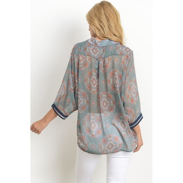 Sheer Floral Heart Throb Blouse