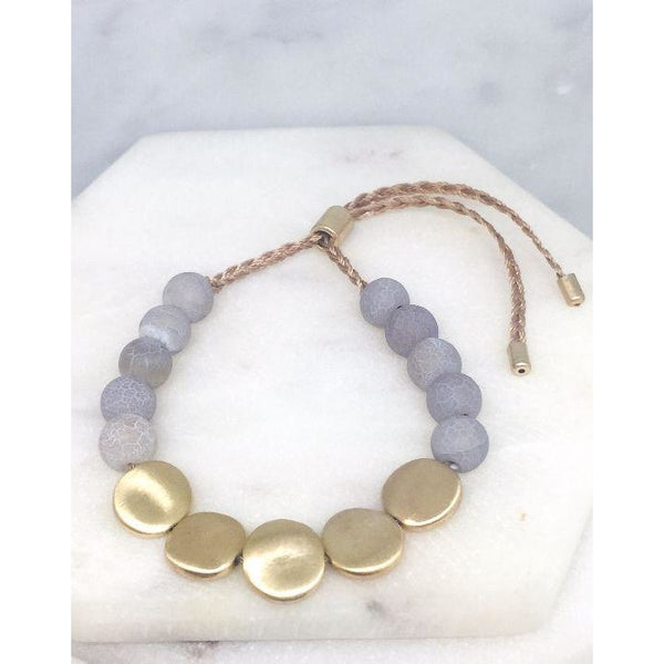 Natural Stone Beaded Cord Bracelet