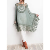 Free Spirit Fringe Crochet Poncho- Vintage Sage