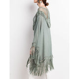 Free Spirit Fringe Crochet Poncho- Vintage Sage