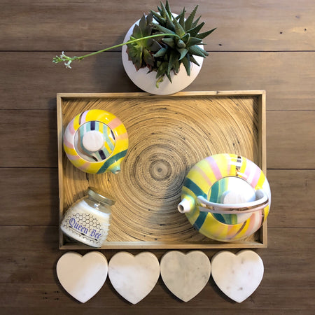 Heart Serving Board- White Marble