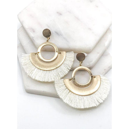 Melrose-Double Round Ornate Drop Earrings