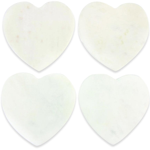 White Marble Heart Coasters (Set of 4)